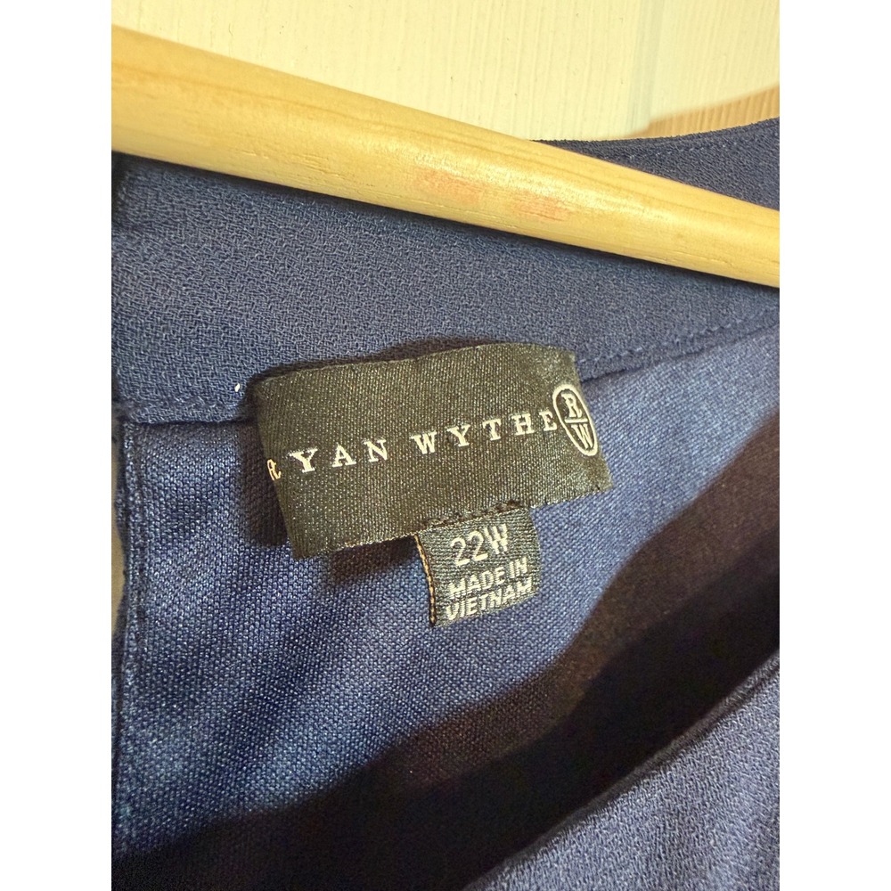 Ryan Wythe Navy Blue Crochet Trim Ruffle Hem Dress Plus 22 Wedding Guest Elegant - Picture 5 of 9